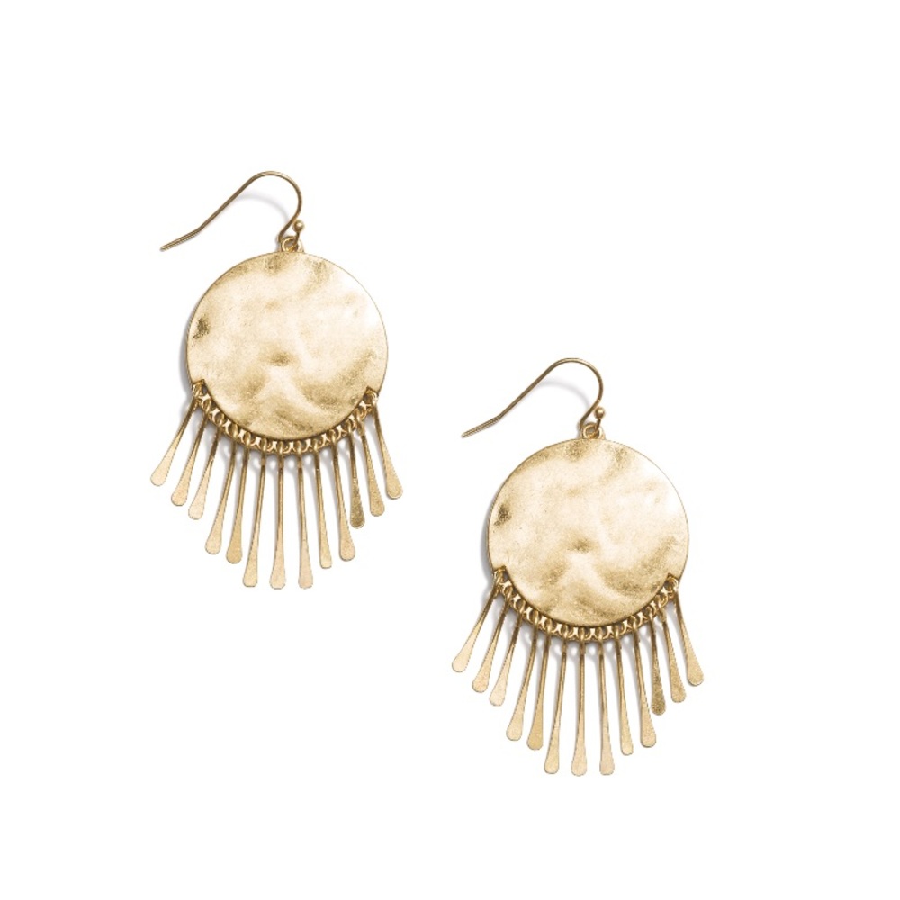 Gold coin fringe earrings
